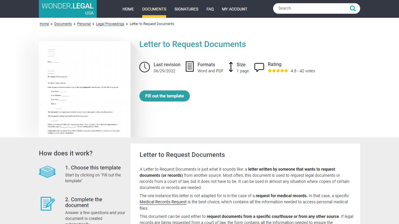 Letter to Request Documents - Template - Word & PDF