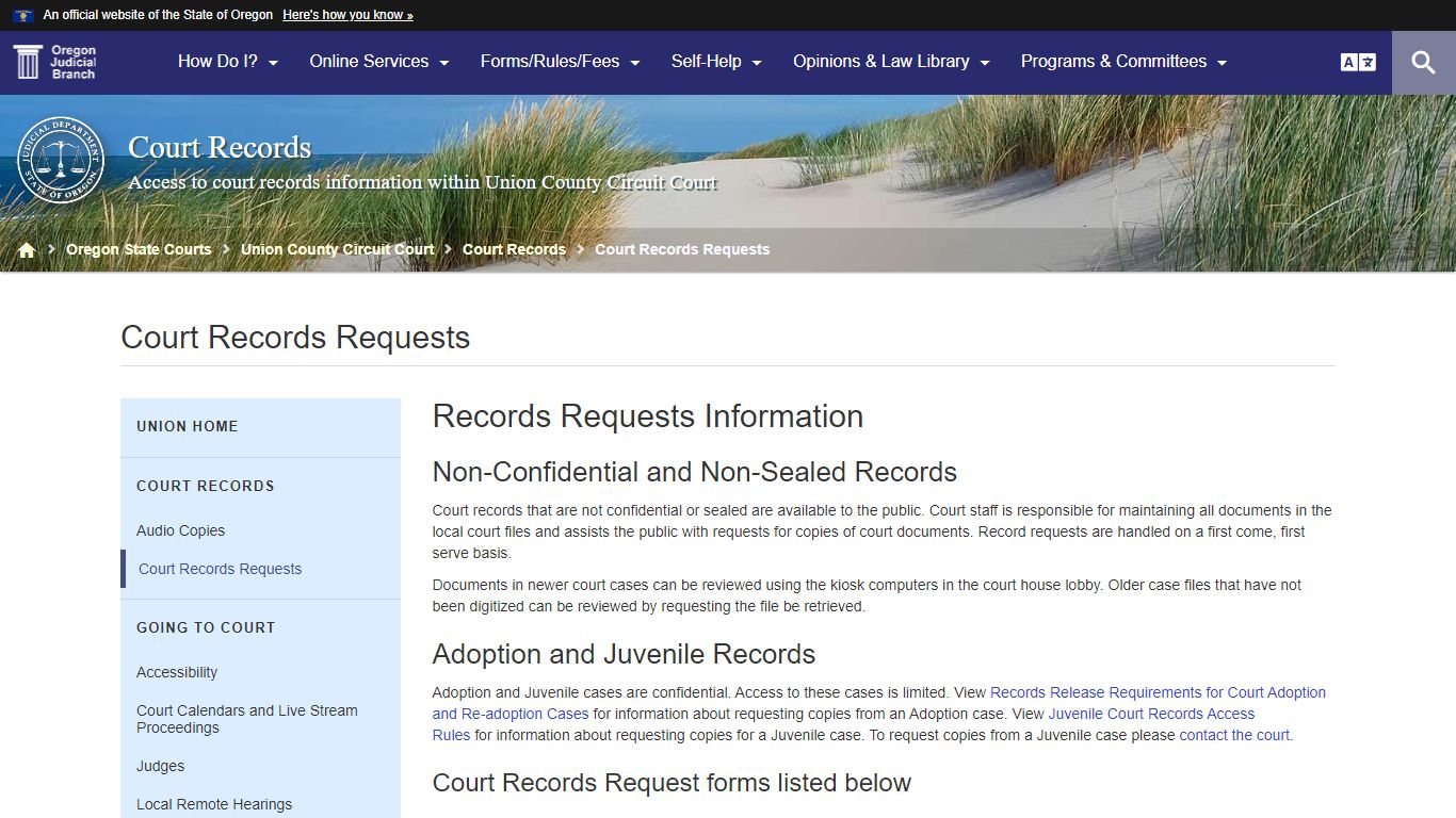 Court Records Requests - Oregon Judicial Department